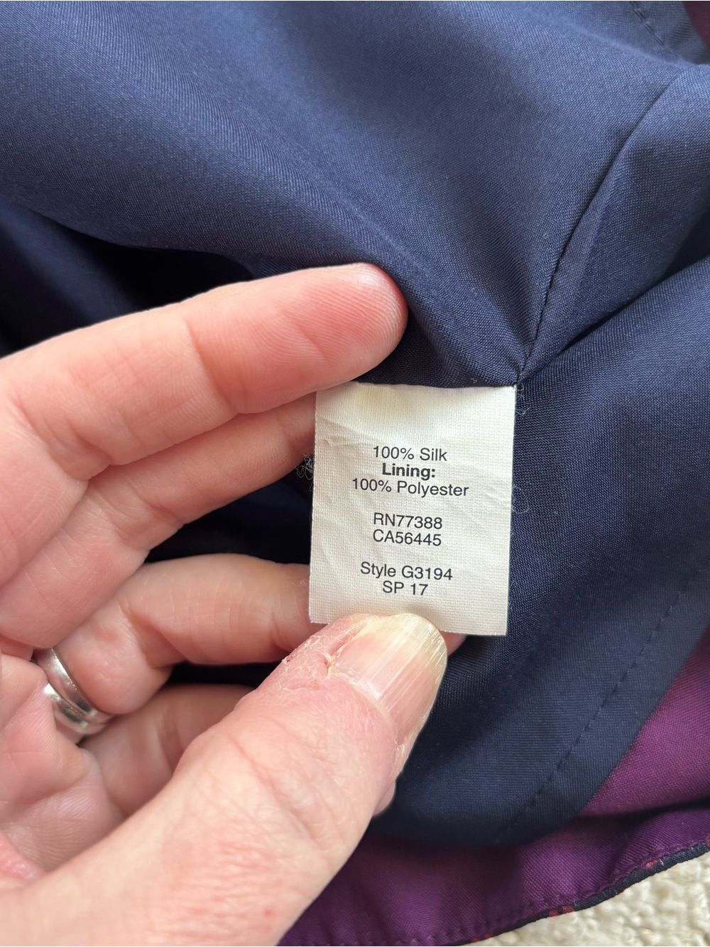 Madewell Purple Patterned silk V-Neck Ruffle Sleeve Mini Dress - Picture 6 of 6